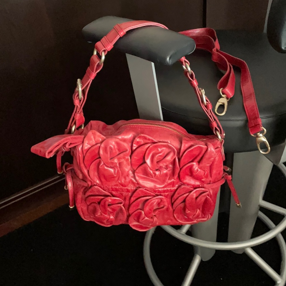 Vintage leather Cynthia Rowley Red handbag - Picture 1 of 6